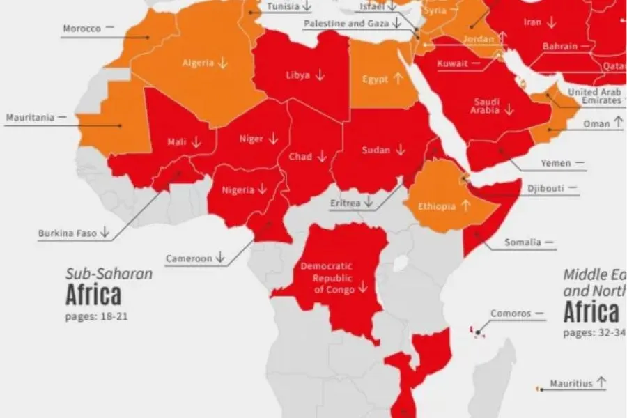 Indice de liberté religieuse en Afrique. Crédit : avec l'aimable autorisation de l'Aide à l'Église en détresse - États-Unis