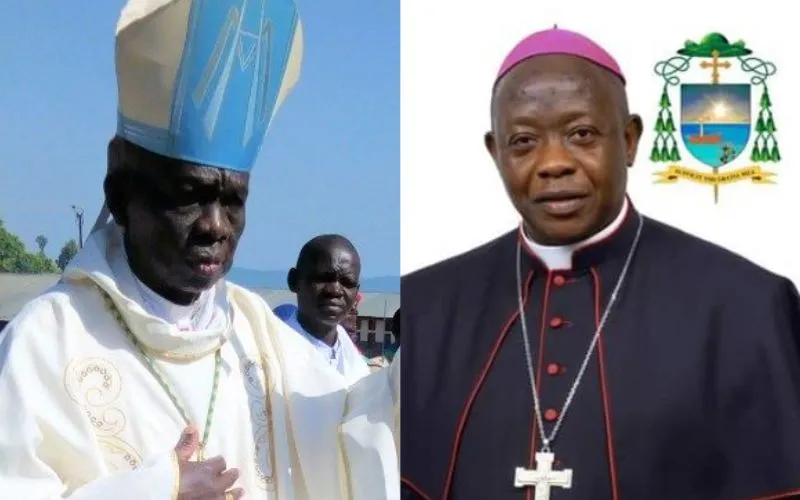 Mgr Dieudonné Madrapile Tanzi (à droite) du diocèse catholique d'Isangi et Mgr Julien Andavo Mbia (à droite)