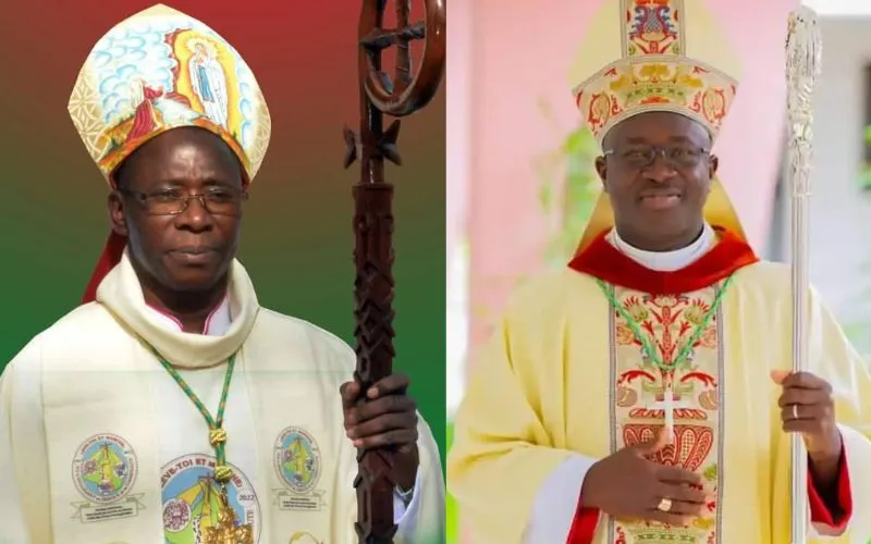 Mgr Jacques Assanvo Ahiwa (à droite) et Mgr Robert Cissé (à gauche), nommés respectivement archevêques de l'archidiocèse catholique de Bouaké et de l'archidiocèse catholique de Bamako / 