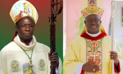 Mgr Jacques Assanvo Ahiwa (à droite) et Mgr Robert Cissé (à gauche), nommés respectivement archevêques de l'archidiocèse catholique de Bouaké et de l'archidiocèse catholique de Bamako / 