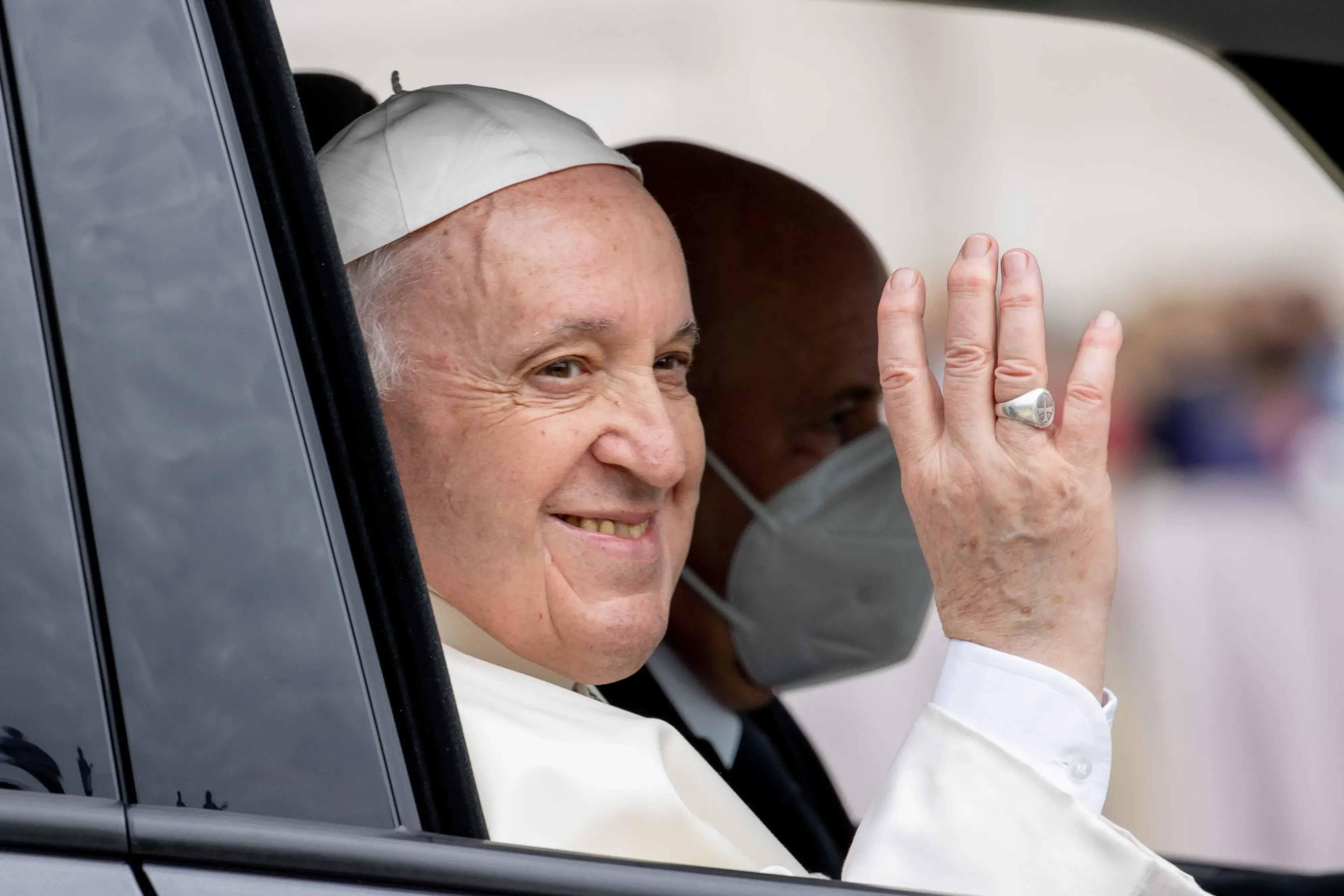 Le pape François lors de l'audience générale sur la place Saint-Pierre, le 20 avril 2022. Daniel Ibanez/CNA