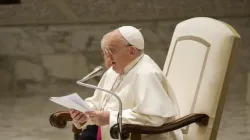 Le pape François prononce son discours d'audience générale aux pèlerins dans la salle d'audience Paul VI au Vatican, le 27 décembre 2023. | Crédit : Vatican Media / 