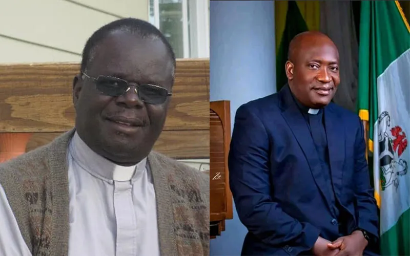 De gauche à droite, l'évêque élu du diocèse de Nebbi en Ouganda, Mgr. Raphael p'Mony Wokorach, MCCJ, et l'évêque élu du diocèse de Lafia au Nigeria, Mgr. David Ajang / 