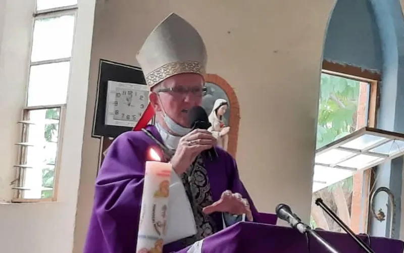 Mgr John Ryan s'exprimant lors du lancement de la préparation nationale du Dimanche des Vocations, menée par la Société Pontificale Missionnaire (SPM) au Malawi. Crédit : ECM