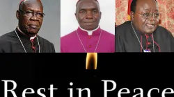 Feu Mgr Paolino Lukudu Loro (à gauche), feu Mgr Alfred Leonhard Maluma (au centre) et feu Mgr Cyprian Kizito Lwanga (à droite). / 