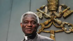 Le cardinal Turkson au bureau de presse du Vatican. Bohumil Petrik/CNA. / 