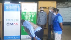 Les responsables du Catholic Relief Services (CRS), de la FAO et du PAM lors du lancement d'un projet financé par l'USAID pour atténuer les inquiétudes croissantes concernant la sécurité alimentaire dans les centres urbains du Soudan du Sud. / ACI Afrique