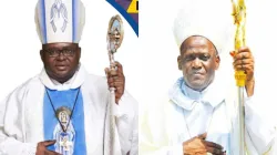 Mgr Michael Miabesue Bibi (à gauche) et Mgr Emmanuel B. Bushu (à droite). Crédit : Diocèse de Buea / 