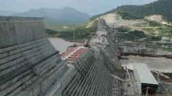 Le barrage Grand Renaissance d'Éthiopie en construction sur le Nil dans le Guba Woreda, région de Benishangul Gumuz, Éthiopie. / Domaine public