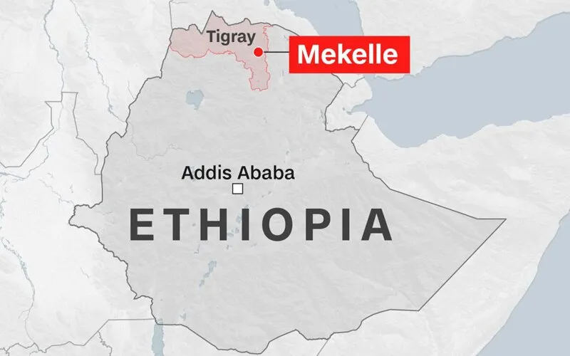 La carte d'Ethiopie montrant la région du Tigré. Domaine Public