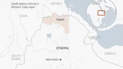 Une carte montrant la région du Tigré dans le nord de l'Éthiopie. / L'AFP