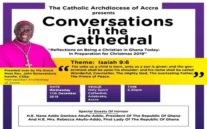 Une affiche des "Conversations dans la cathédrale" que l'archidiocèse d'Accra du Ghana accueillera le mercredi 11 décembre 2019 / Damian Avevor