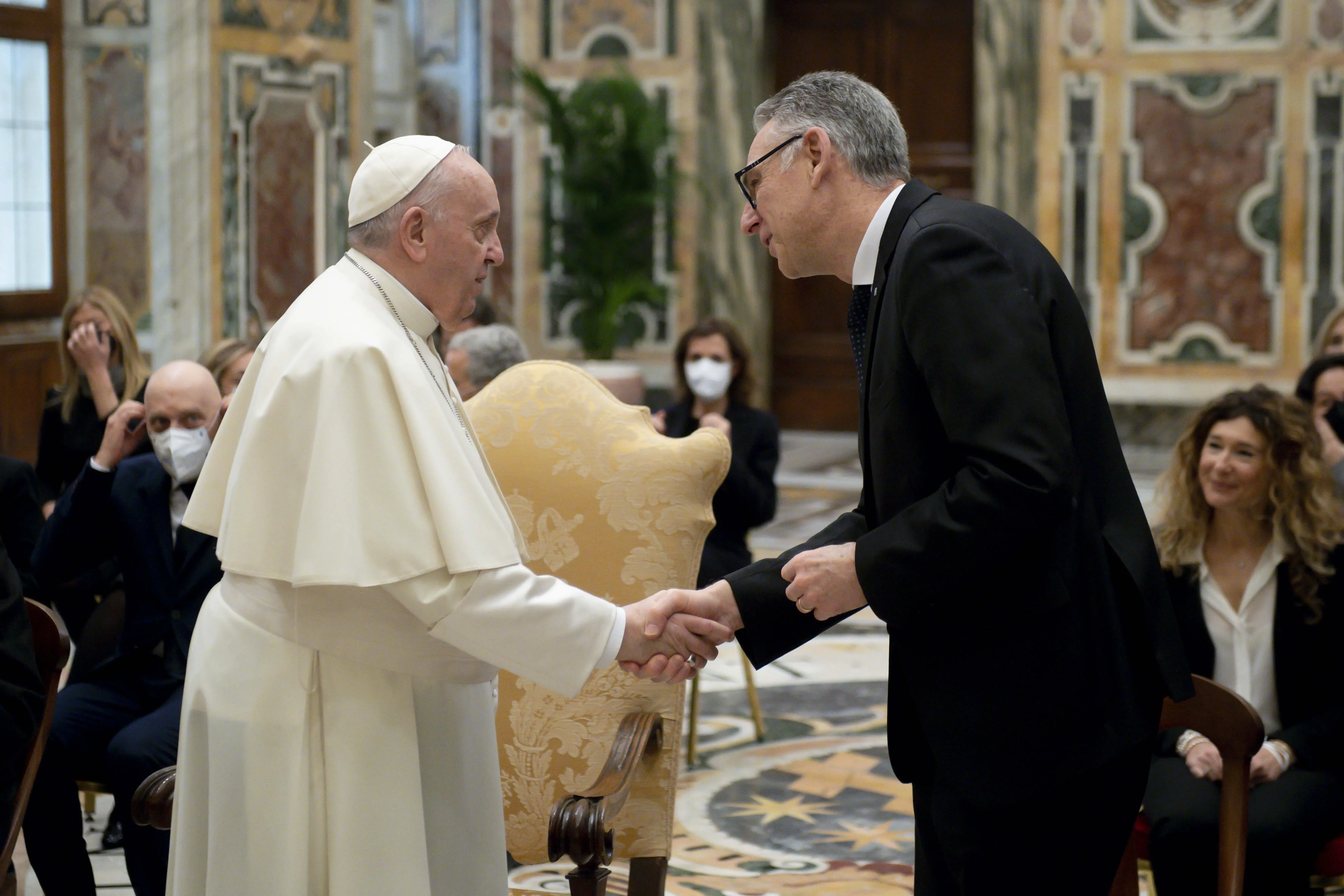 Le pape François a rencontré l'Association italienne des entrepreneurs privés de construction le 20 janvier 2022. Vatican Media.