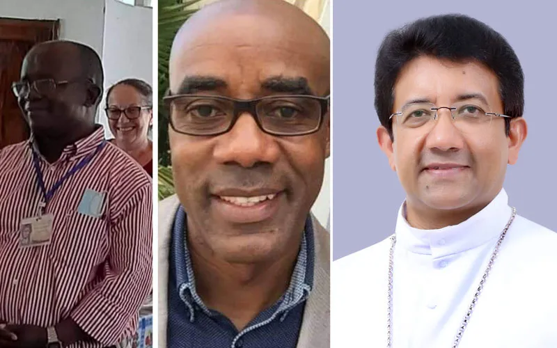 Mgr Kurian Mathew Vayalunkal (D), Nonce apostolique en Tunisie, le P. Inacio Lucas (G), évêque élu du diocèse de Guruè au Mozambique, et le P. Joaquim Nhanganga Tyombe (C) du diocèse d'Uige en Angola hoto de courtoisie