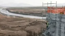 Le barrage Grand Renaissance d'Éthiopie en construction sur le Nil dans le Guba Woreda, région de Benishangul Gumuz, Éthiopie. / Domaine public