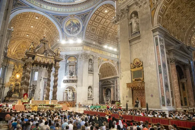 Le pape François préside une messe dans la basilique Saint-Pierre de Rome, le 23 juillet 2023, à l'occasion de la Journée mondiale des grands-parents et des personnes âgées. | Pablo Esparza/EWTN