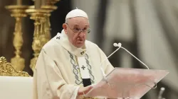 Le Pape François célèbre la messe dans la basilique Saint-Pierre pour la fête du Christ Roi, le 21 novembre 2021. EWTN News/Daniel Ibáñez/Vatican Pool. / 