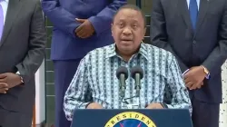 Le président Uhuru Kenyatta s'adressant à la nation sur les nouvelles directives COVID-19 à Harambee House, Nairobi, Kenya, le 6 juillet 2020.. / Domaine public