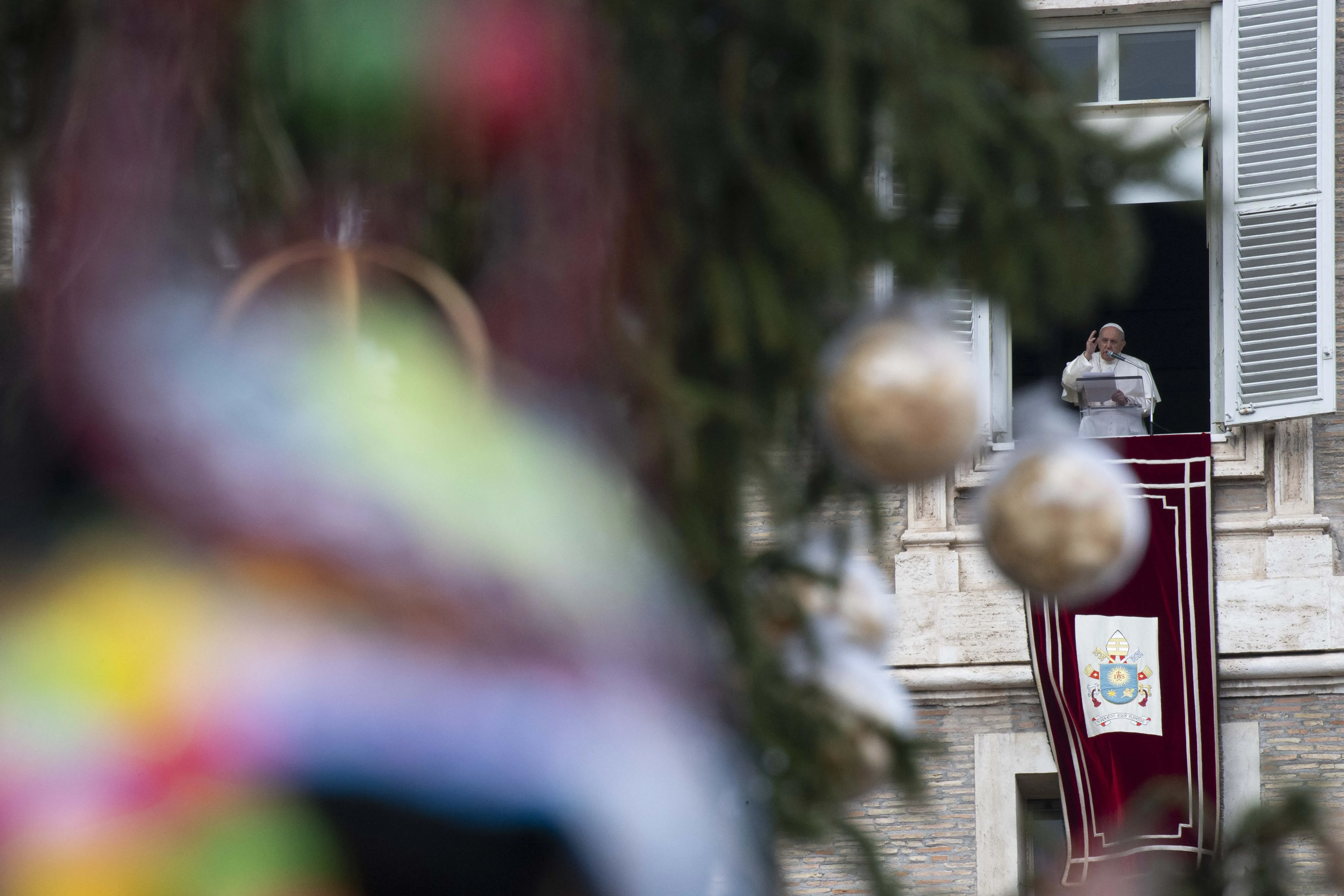 Le pape François lors de son discours de l'Angelus le 26 décembre 2021. Vatican Media