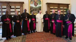 Les membres de la Conférence des évêques catholiques du Zimbabwe (ZCBC) avec le Pape François à Rome. Crédit : Vatican Media / 